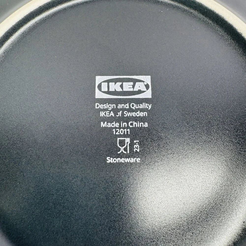 Ikea of Sweden 12011 Dark Gray Matte Round Stoneware Salad Lunch Plates Set 4
